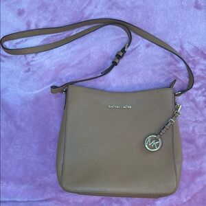 Michael Kors Tan Crossbody Bag with Adjustable Strap and MK Charm